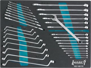 HAZET Schraubenschlüssel Satz 163-140/33 ∙ Außen Doppelsechskant Profil | Außen Doppelsechskant-Tractionsprofil | Außen Sechskant 