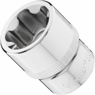 VIGOR Steckschlüsseleinsatz ∙ V7920-EPR28 ∙ 1/2 Zoll (12,5 mm) Vierkant hohl ∙ Außenprofil mit 5 abgerundeten Flanken (TORX®-ähn