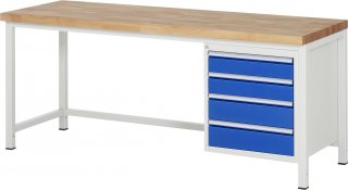 Werkbank höhenverstellbar 8162A1 | B2000xT700xH840-1040mm | 4xSchublade-VA