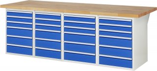 Werkbank 7515A5 | B2500xT900xH840mm | 24xSchublade-VA