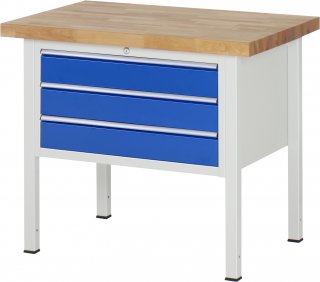 Werkbank höhenverstellbar 8227A2 | B1000xT700xH840-1040mm | 3xSchublade-VA