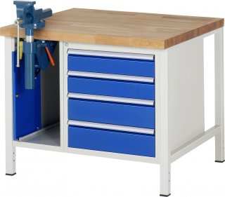 Werkbank höhenverstellbar 8185A2 | B1000xT900xH840-1040mm | 3xSchublade-VA | SSKL