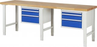 Werkbank höhenverstellbar 7126A1 | B2500xT700xH790-1140mm | 6xSchublade-VA