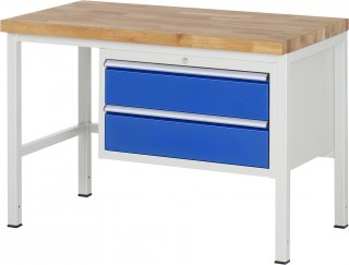 Werkbank höhenverstellbar 8225A1 | B1250xT700xH840-1040mm | 2xSchublade-VA