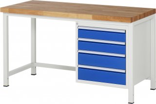 Werkbank höhenverstellbar 8162A1 | B1500xT700xH840-1040mm | 4xSchublade-VA