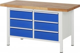 Werkbank höhenverstellbar 8473A2 | B1500xT700xH840-1040mm | 6xSchublade-VA