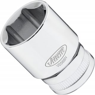 VIGOR Steckschlüsseleinsatz ∙ V2568N ∙ 1/2 Zoll (12,5 mm) Vierkant hohl ∙ Außen Sechskant Profil ∙ SW 22 mm