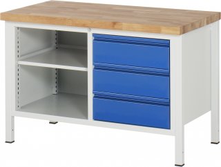 Werkbank 8462I2 | B1250xT700xH840-1040mm | 3xSchublade-TA