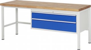Werkbank höhenverstellbar 8323A1 | B2000xT700xH840-1040mm | 2xSchublade-VA