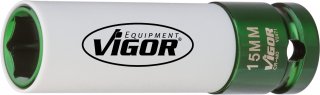 VIGOR Schlagschrauber Steckschlüsseleinsatz ∙ V2471 ∙ 1/2 Zoll (12,5 mm) Vierkant hohl ∙ Außen Sechskant Profil ∙ SW 15 mm