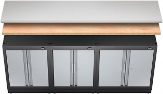 VIGOR Holz-Arbeitsplatte kombiniert ∙ groß ∙ V6000-02215 ∙ L x B x H: 2215 mm x 500 mm x 40 mm