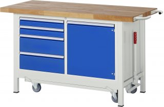 Werkbank mit Fahrgestell 8470 | B1500xT700xH880mm | 4xSchublade-TA | 1xTür