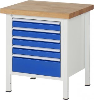 Werkbank höhenverstellbar 8168A2 | B750xT700xH840-1040mm | 5xSchublade-VA