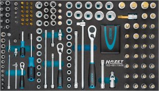 HAZET Steckschlüssel Satz 163-481/194N ∙ 1/4 Zoll (6,3 mm) Vierkant hohl | 1/2 Zoll (12,5 mm) Vierkant hohl | 1/4 Zoll (6,3 mm) Se