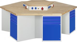 Gruppenwerkbank 492I-EA | B2700xT2340xH840mm | 6x2Schublade-TA | 6x1Tür