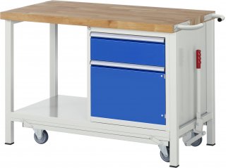 Werkbank mit Fahrgestell 8152 | B1250xT700xH880mm | 1xSchublade-VA,1xTür