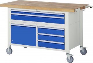 Fahrbare Werkbank 8922 | B1500xT700xH920mm | 5xSchublade-VA | 1xTür
