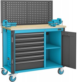 HAZET Werkbank ∙ fahrbar Assistent 179NW ∙ Sortiment 179NW-7/228 ∙ 228-teilig ∙ Schubladen | flach: 6 x 81 x 522 x 398 mm ∙ Schub