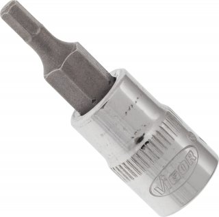 VIGOR Innensechskant Schraubendreher-Einsatz ∙ V2430N ∙ 1/4 Zoll (6,3 mm) Vierkant hohl ∙ Innen Sechskant Profil ∙ SW 3 mm