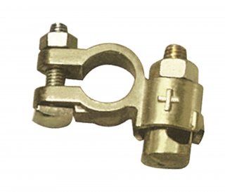 25 Messing-Polklemmen - doppelte Verschraubung - PKW (+) - 10mm/35mm²