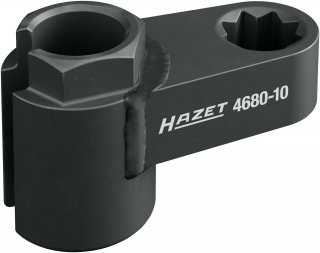 HAZET Abgassonden Einsatz 4680-10 ∙ 1/2 Zoll (12,5 mm) Doppel-Vierkant hohl ∙ Außen Sechskant Profil ∙ SW 20 mm