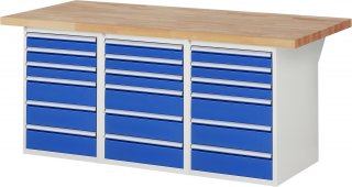 Werkbank 7515A4 | B2000xT900xH890mm | 18xSchublade-VA