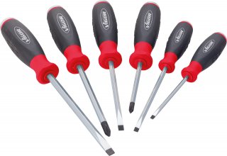 VIGOR Schraubendreher Satz ∙ mit Schlagkappe ∙ V3562 ∙ Kreuzschlitz Profil PH | Schlitz Profil ∙ 6-teilig ∙ 0,6 x 3,5 – 1,2 x 6,5
