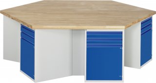 Gruppenwerkbank 492I | B2700xT2340xH840mm | 6x2Schublade-TA | 6x1Tür