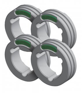 4 Drahtführungsrollen TWIN - Typ F - Ø 0,6/0,8 mm (grün/blau) - Stahl