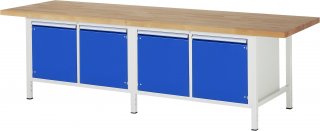 Werkbank höhenverstellbar 8465A2 | B3000xT900xH840-1040mm | 4xTür