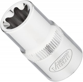 VIGOR T Steckschlüsseleinsatz ∙ V2734N ∙ 1/2 Zoll (12,5 mm) Vierkant hohl ∙ Außen TORX® Profil ∙ SW E16