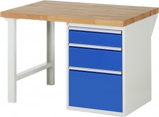 Werkbank 7508A1 | B1250xT900xH890mm | 3xSchublade-VA