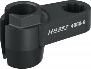 HAZET Abgassonden Einsatz 4680-9 ∙ 1/2 Zoll (12,5 mm) Doppel-Vierkant hohl ∙ Außen Sechskant Profil ∙ SW 19 mm