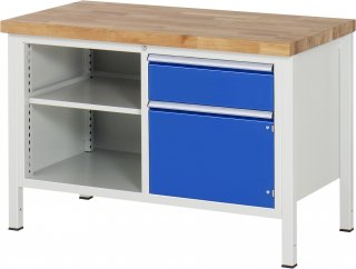 Werkbank höhenverstellbar 8461A2 | B1250xT700xH840-1040mm | 1xSchublade-VA | 1xTür