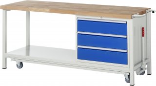 Werkbank mit Fahrgestell 8257 | B2000xT700xH880mm | 3xSchublade-TA