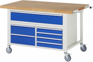 Fahrbare Werkbank 8921 | B1500xT900xH920-1120mm | 7xSchublade-TA