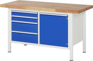 Werkbank höhenverstellbar 8470A2 | B1500xT700xH840-1040mm | 4xSchublade-TA | 1xTür