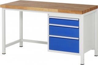 Werkbank höhenverstellbar 8159A1 | B1500xT700xH840-1040mm | 3xSchublade-TA