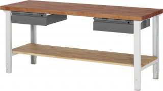 Werkbank höhenverstellbar 7002I7 | B2000xT700xH790-1140mm | 2xSchubladen-TA