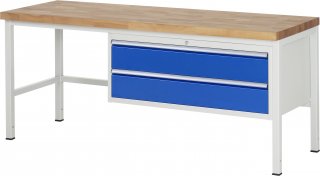 Werkbank höhenverstellbar 8325A1 | B2000xT700xH840-1040mm | 2xSchublade-VA