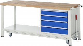 Werkbank mit Fahrgestell 8262 | B2000xT700xH880mm | 4xSchublade-TA
