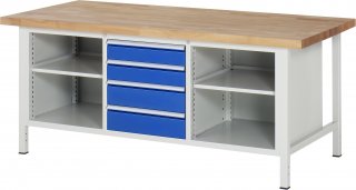Werkbank höhenverstellbar 8566A2 | B2000xT900xH840-1040mm | 4xSchublade-VA