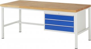 Werkbank höhenverstellbar 8227A1 | B2000xT900xH840-1040mm | 3xSchublade-VA