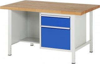 Werkbank höhenverstellbar 8451A2 | B1500xT900xH840-1040mm | 2xSchublade-VA