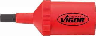 VIGOR VDE Innensechskant Schraubendreher-Einsatz ∙ V3340 ∙ 1/2 Zoll (12,5 mm) Vierkant hohl ∙ Innen Sechskant Profil ∙ SW 8 mm