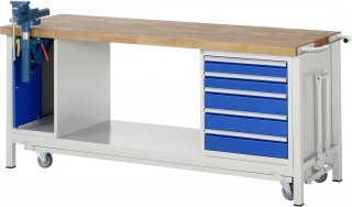 Werkbank mit Fahrgestell 8187 | B2000xT700xH880mm | 5xSchublade-TA | 1xSSK