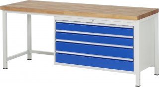 Werkbank höhenverstellbar 8362A1 | B2000xT700xH840-1040mm | 4xSchublade-VA