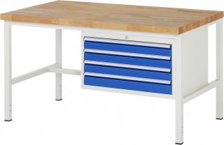 Werkbank höhenverstellbar 8233A1 | B1500xT900xH840-1040mm | 4xSchublade-VA