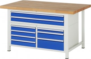 Werkbank höhenverstellbar 8923A2 | B1500xT900xH840-1040mm | 9xSchublade-VA