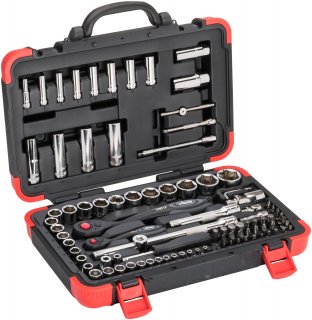VIGOR Steckschlüssel Satz ∙ V1706N ∙ 1/4 Zoll (6,3 mm) Vierkant hohl | 1/2 Zoll (12,5 mm) Vierkant hohl | 5/16 Zoll (8 mm) Sechska
